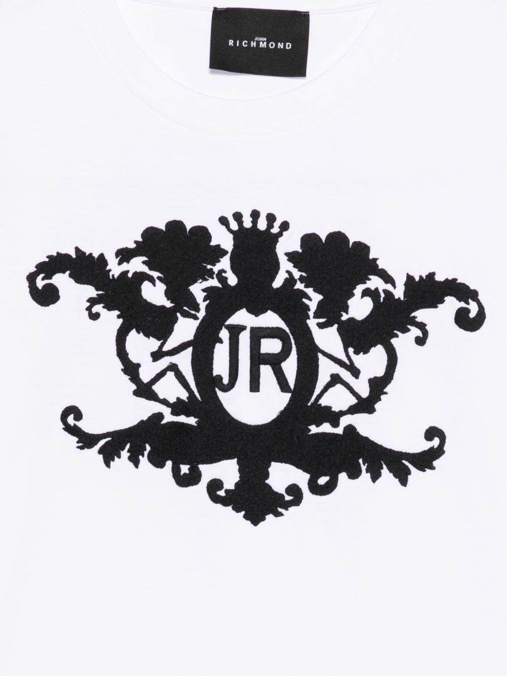 T-shirt in cotone con stemma ricamato RBP26162TS WHITE JOHN RICHMOND KIDS