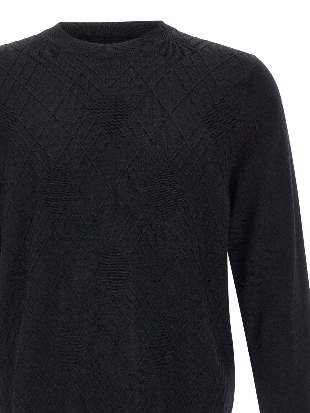 Maglione in lana con motivo a rombi DK97069 NERO DIKTAT