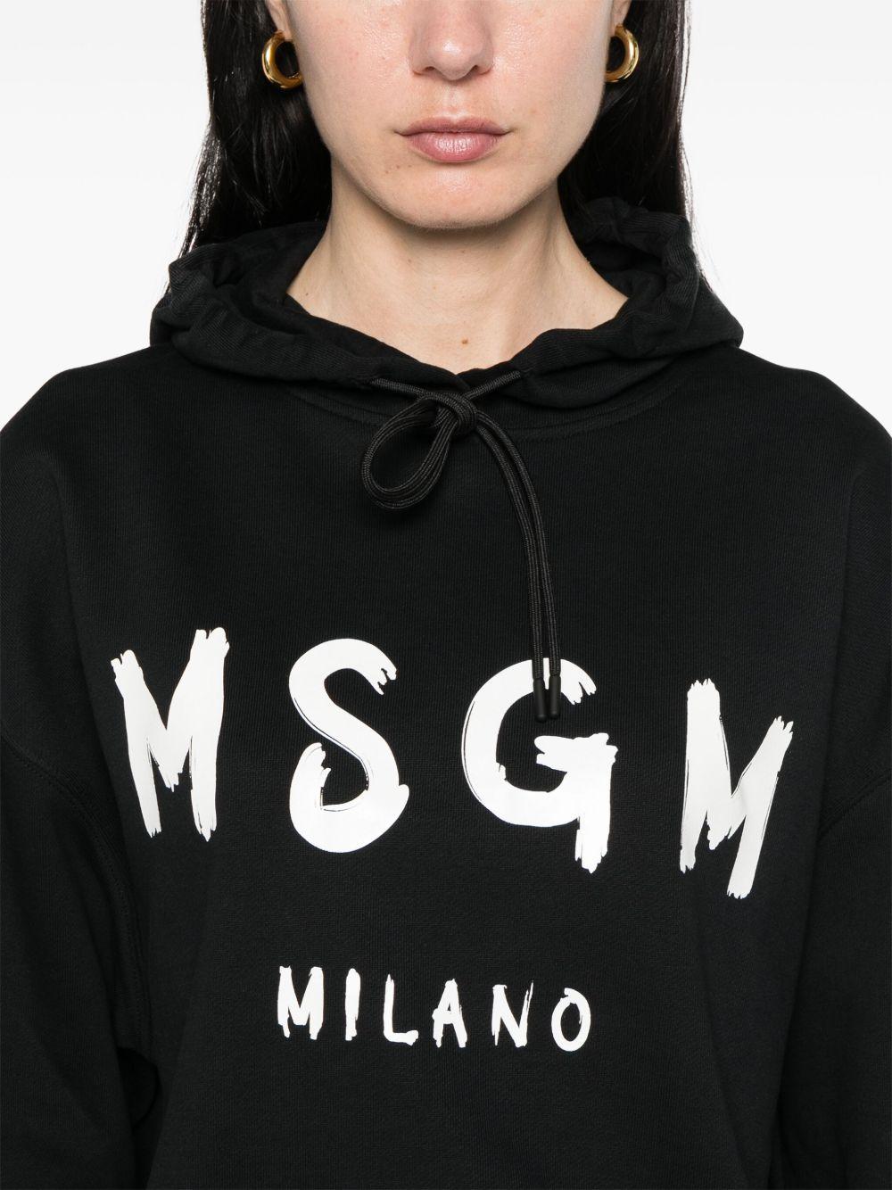 Felpa nera con stampa logo e spalla abbassata 2000MDM515300000 99 MSGM