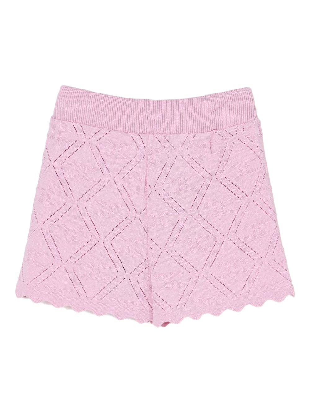 Short in maglia logo all-over rosa