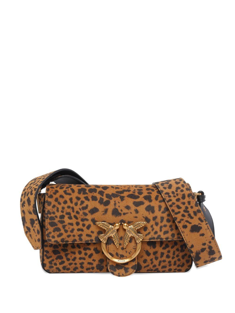 Borsa tote marrone con stampa animalier 106244A32A M35Q PINKO