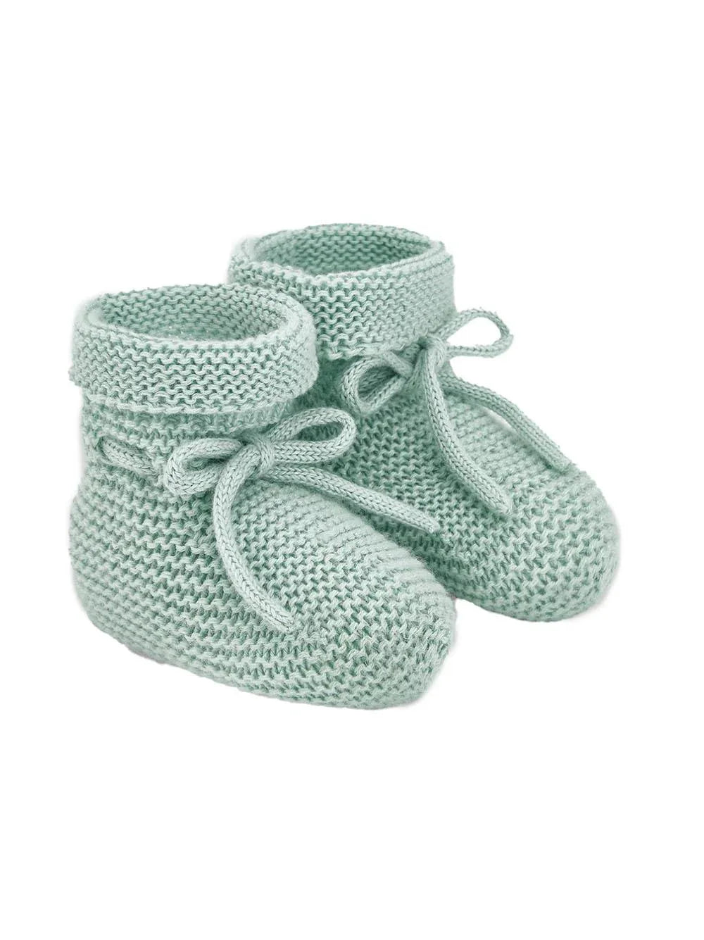 Scarpina verde acqua in maglia con fiocco regolabile - Preludio Moda