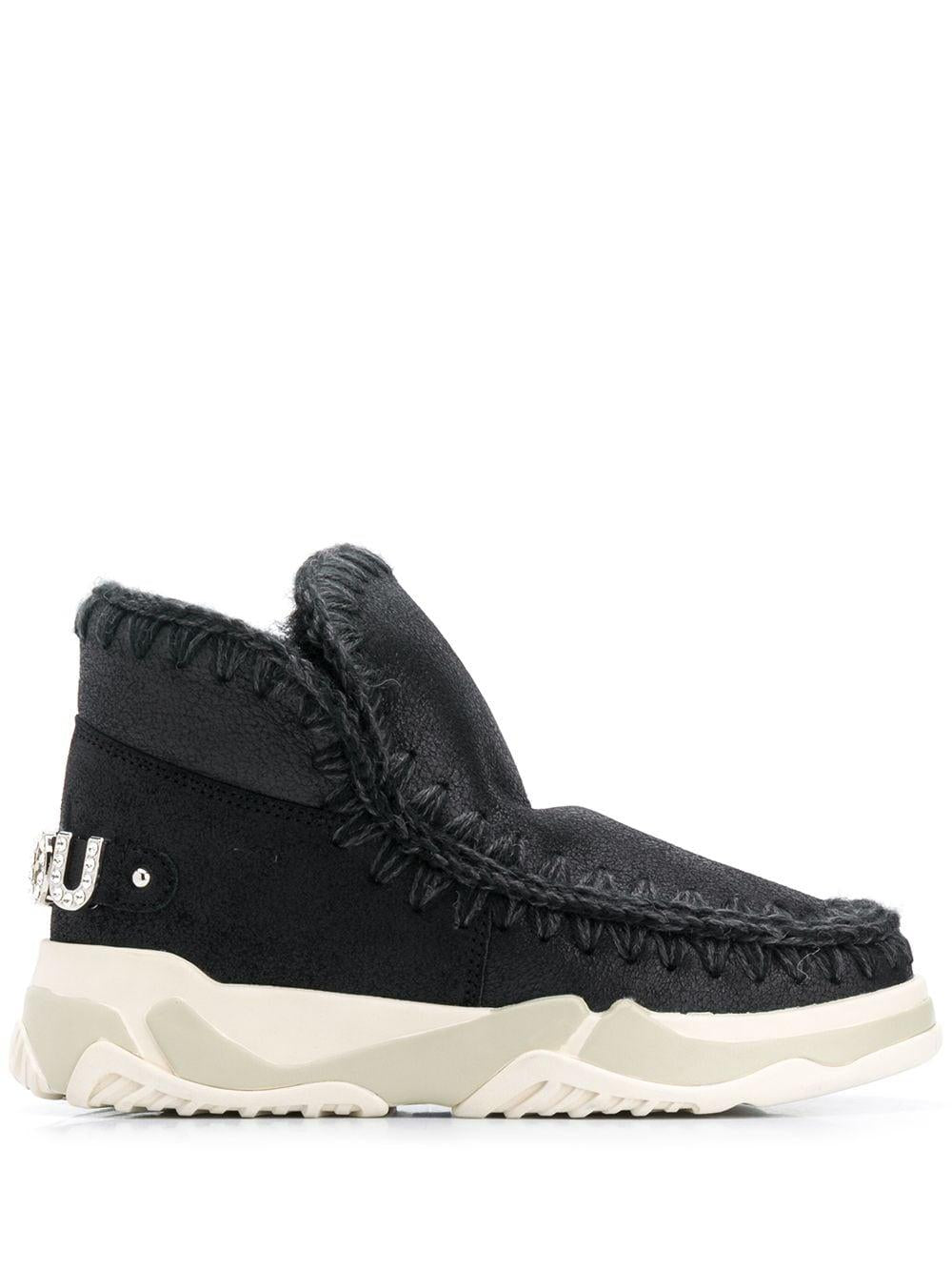 Scarpa Eskimo trainer logo con strass nera MUFW201013B CBKG MOU