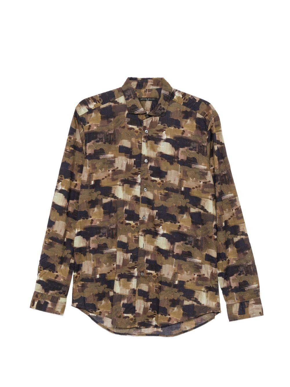 001 Camicia Verde Fnts Astratta BS50WSPST8519 001 BRIAN DALES
