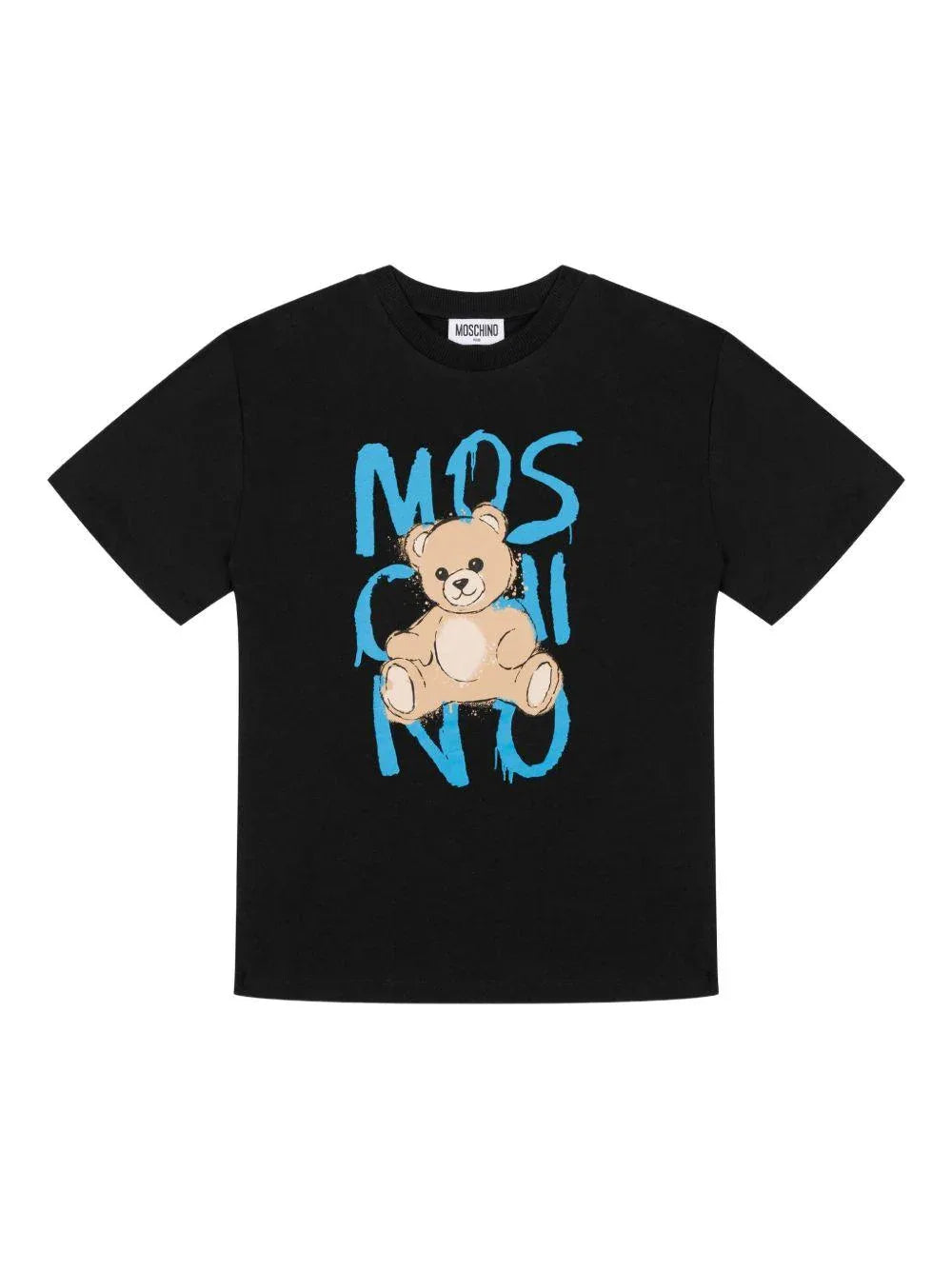 T-shirt Nera Maniche Corte con Teddy Bear - Preludio Moda