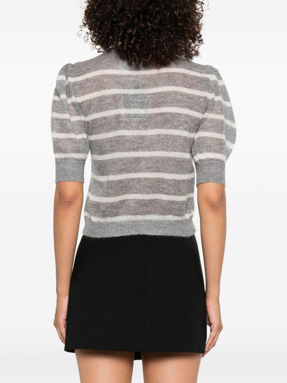 Maglione Grigio a Righe con Ricamo 252TP3251 12756 TWINSET