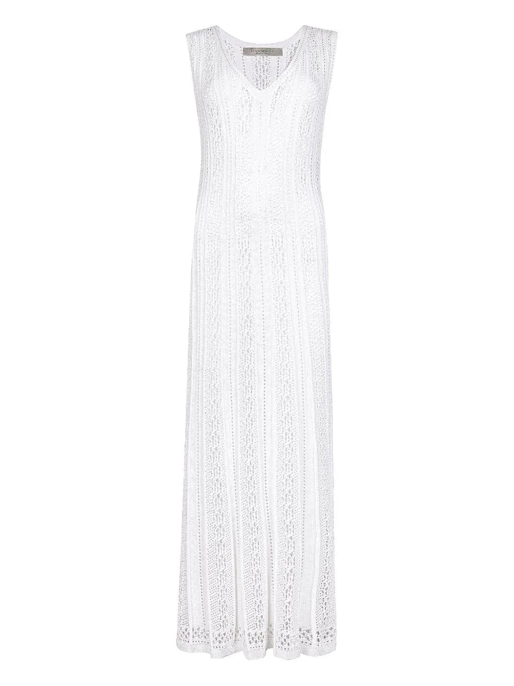 Abito bianco lungo ricami traforati - Preludio Moda