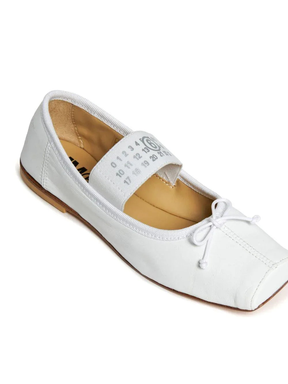 Ballerina bianca elastico logo numerico - Preludio Moda