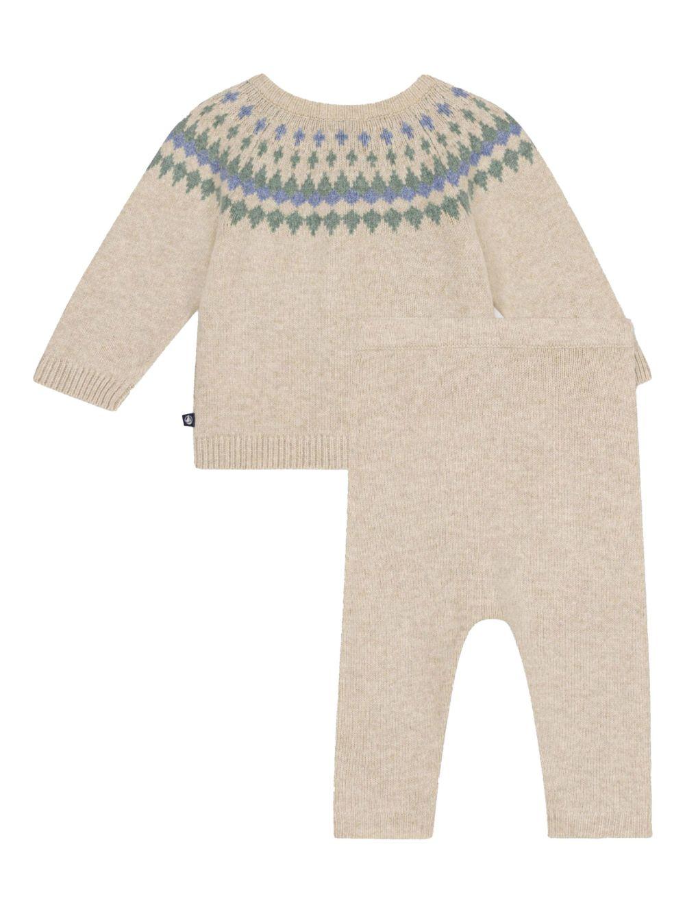 Set in maglia beige con fantasia (2pz)