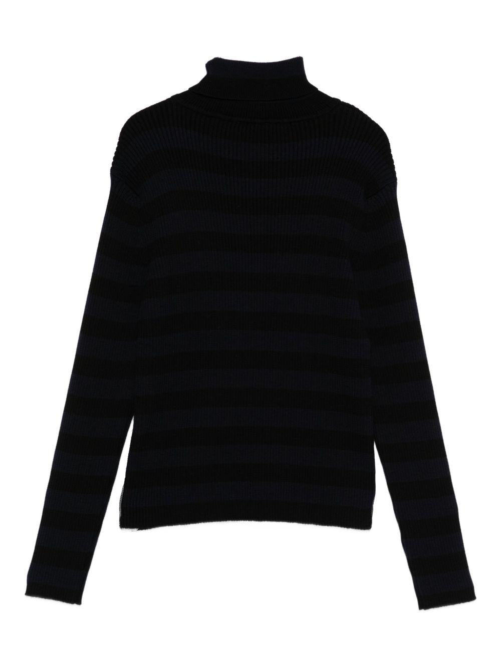 Maglione Nero a Righe con Collo Alto BX9A40Z3297 930BL BALMAIN KIDS