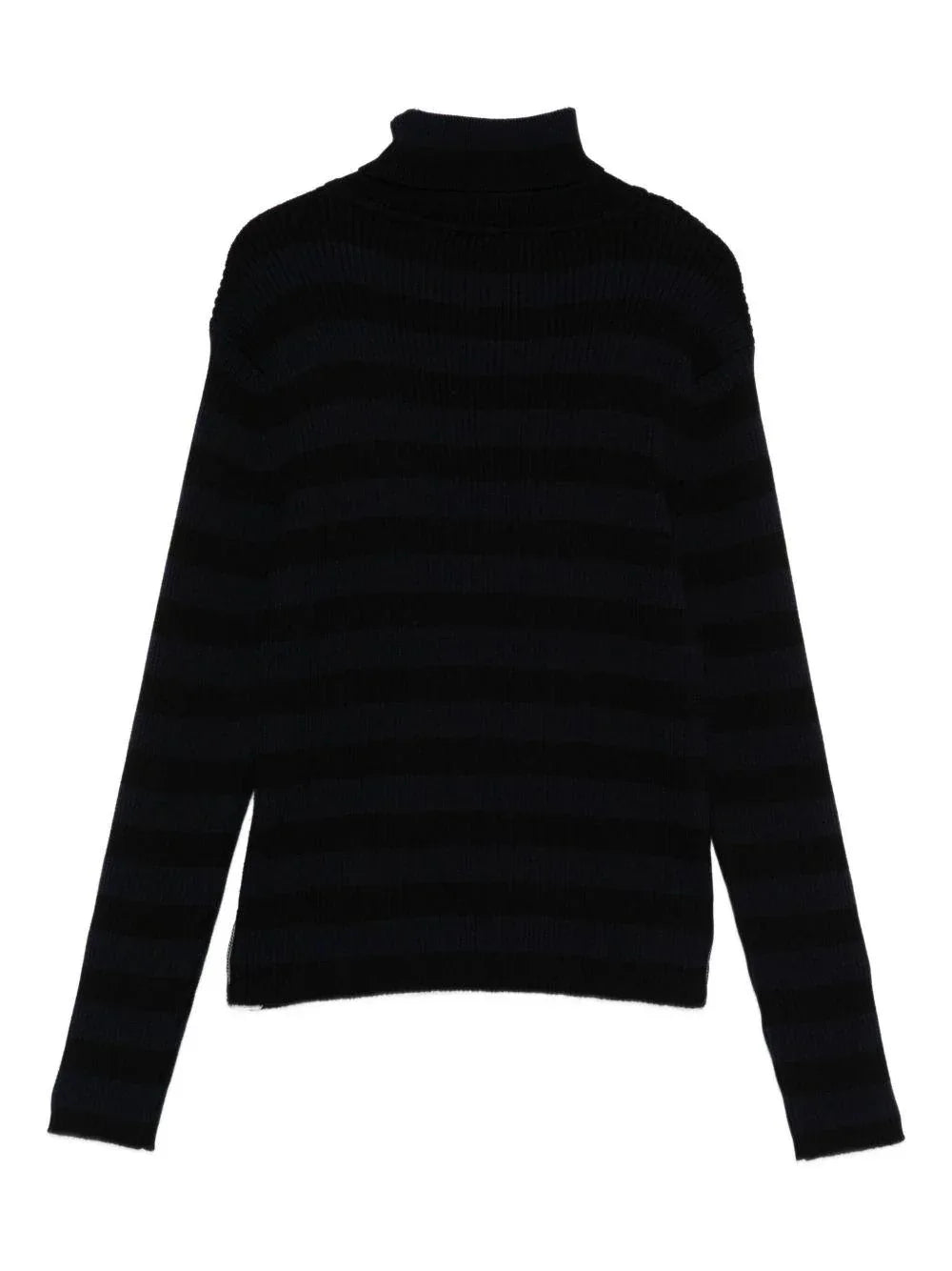 Maglione Nero a Righe con Collo Alto - Preludio Moda