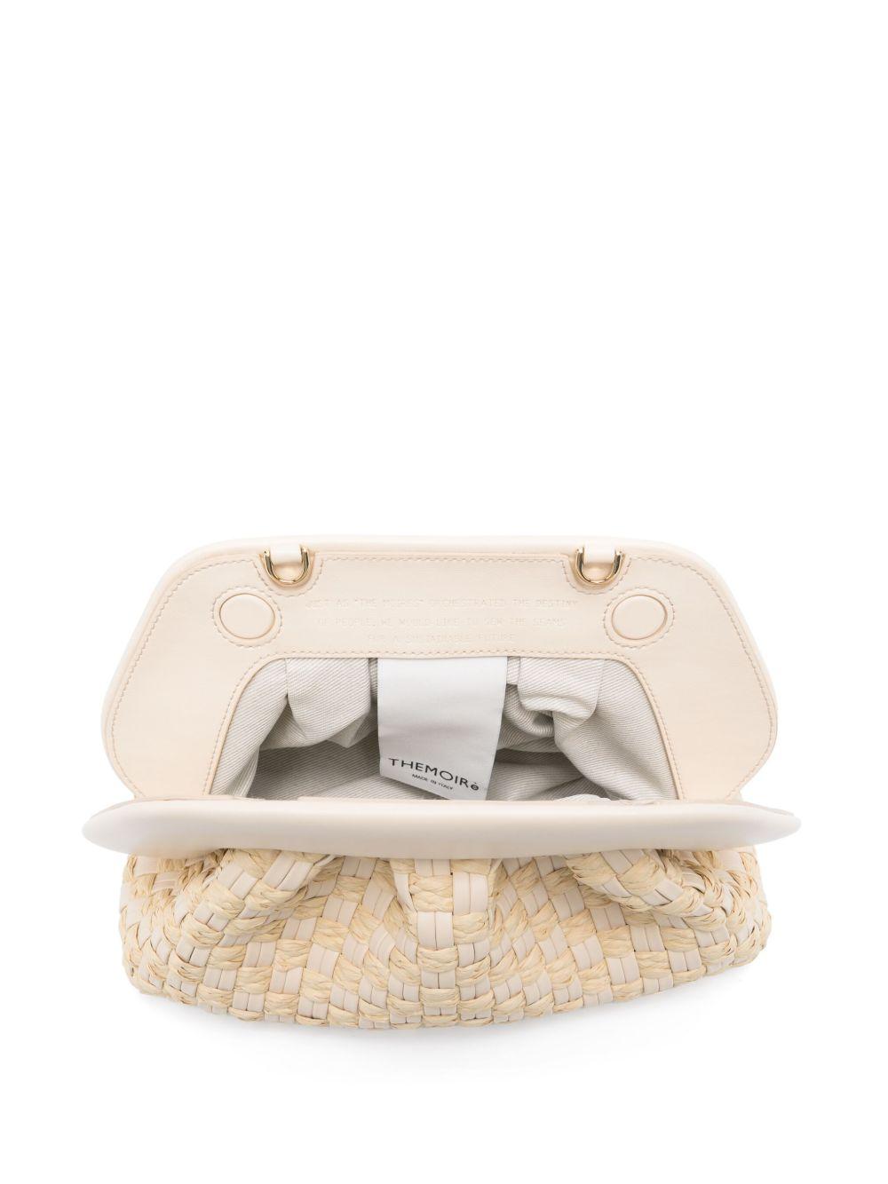 Clutch tia micro weaved staw bianca e rafia