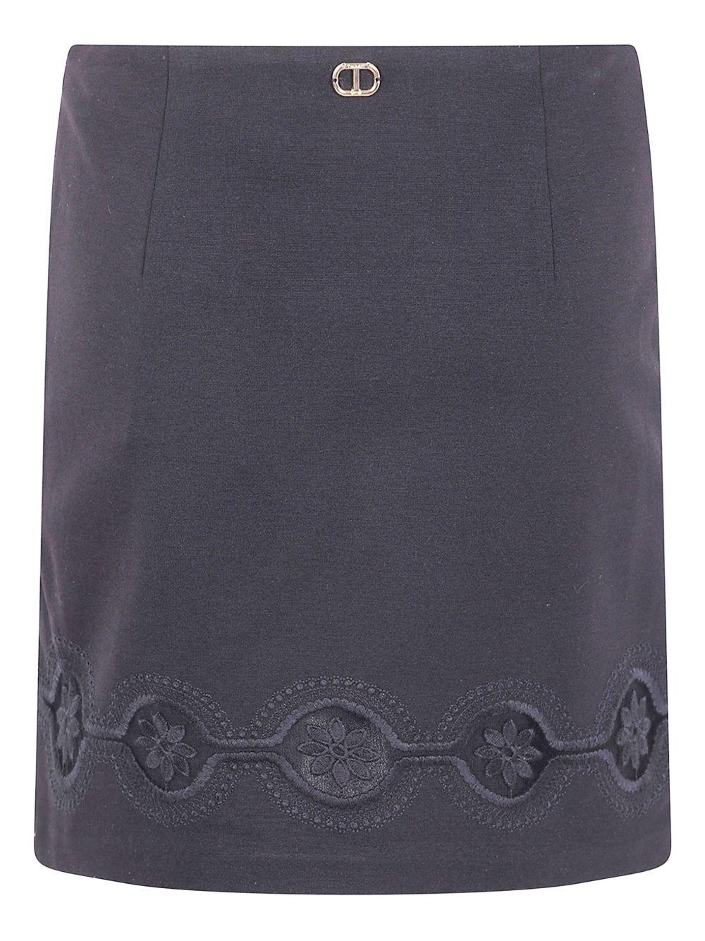 Gonna Nera con Ricamo Floreale 252TP2104 00006 TWINSET