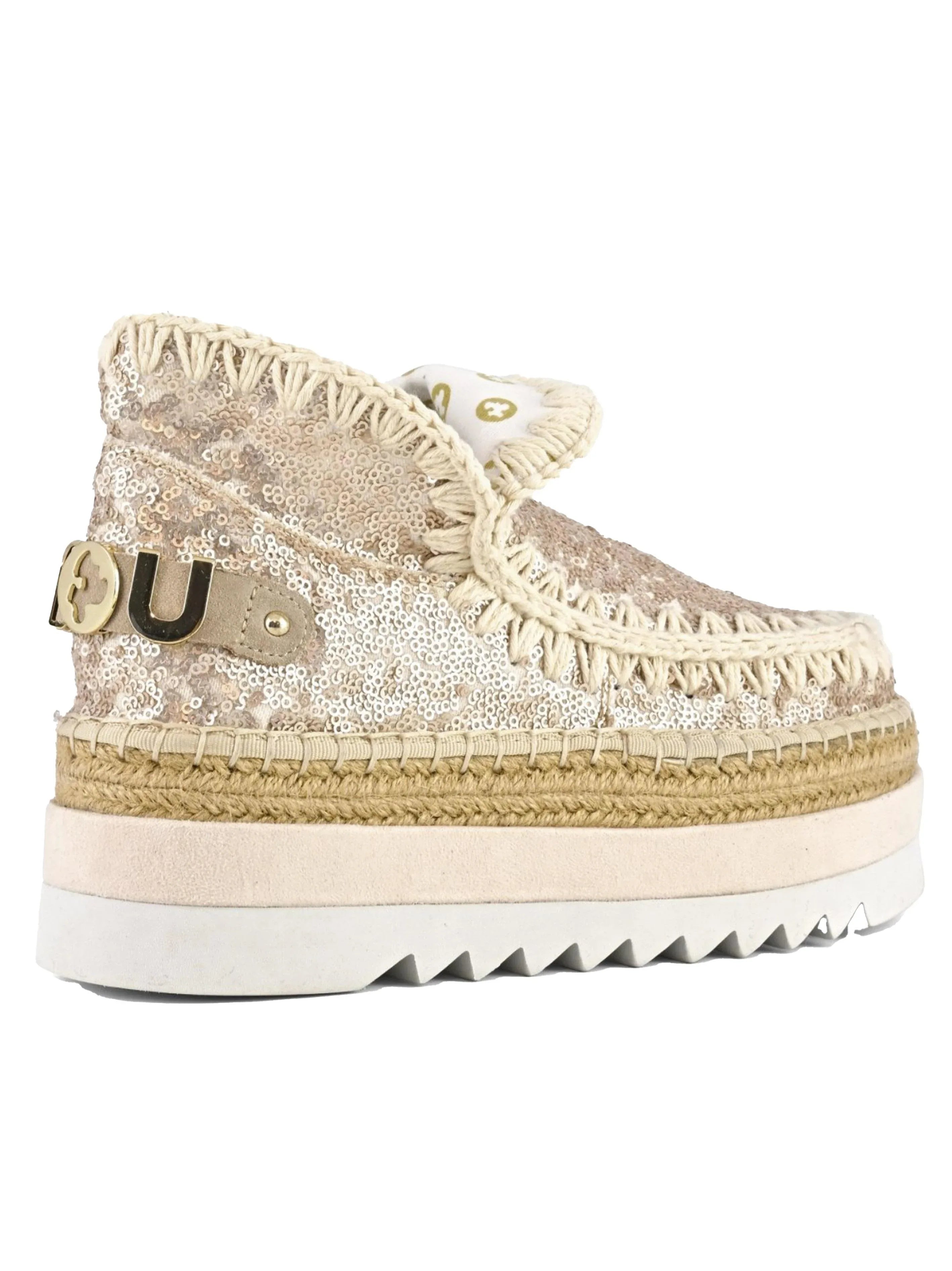 Eskimo jute eva outsole sequins microsequins natural - Preludio Moda