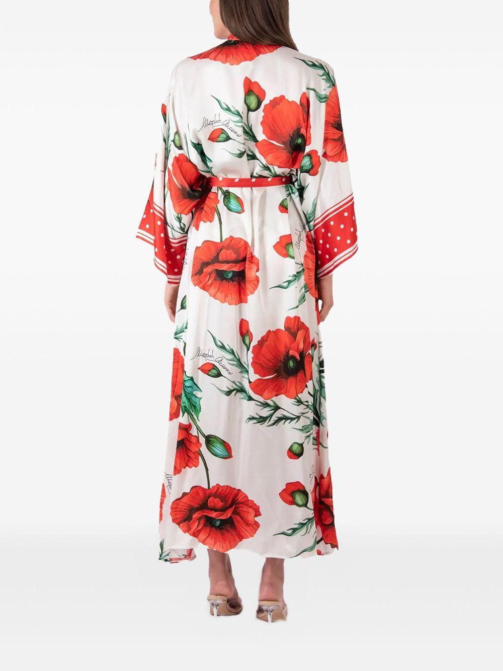 Kimono lungo burro con fantasia stampata