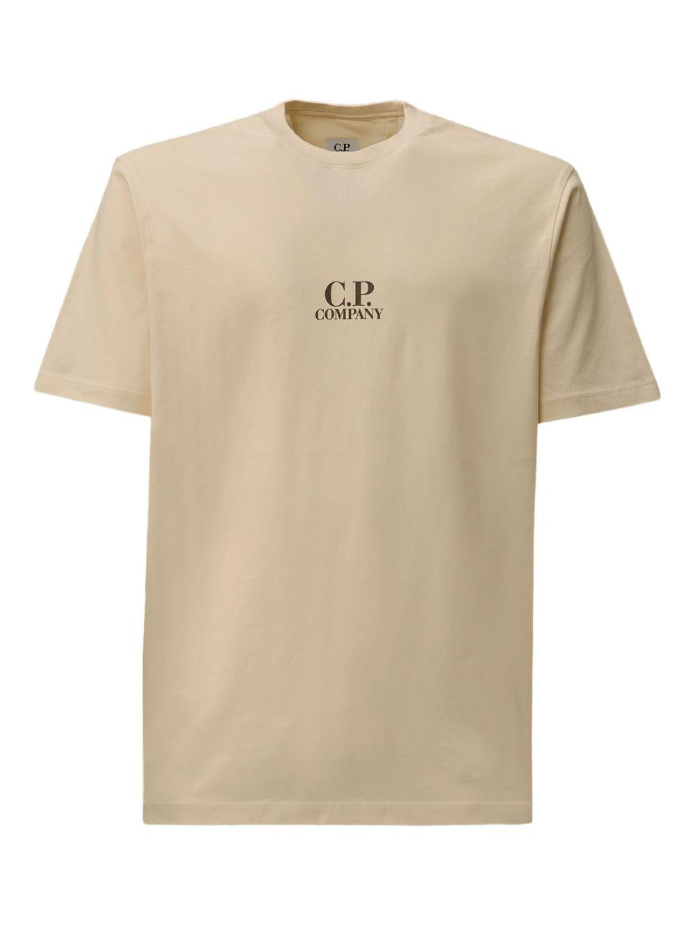 T-shirt Beige Chiaro Girocollo con Logo 19CMTS106A006586W 402 CP COMPANY