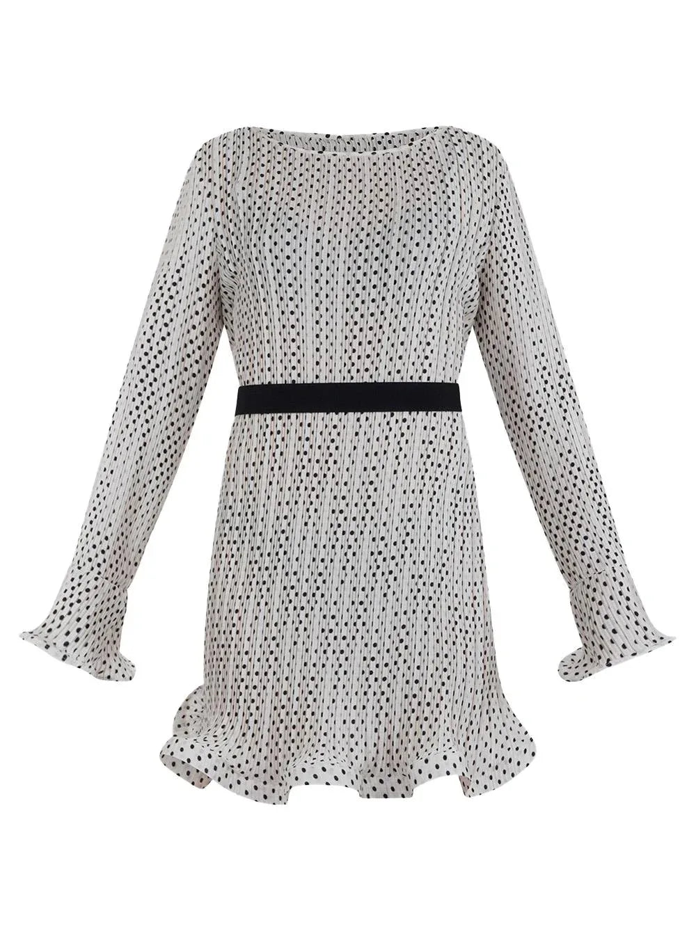 Abito panna con fantasia pois all-over - Preludio Moda