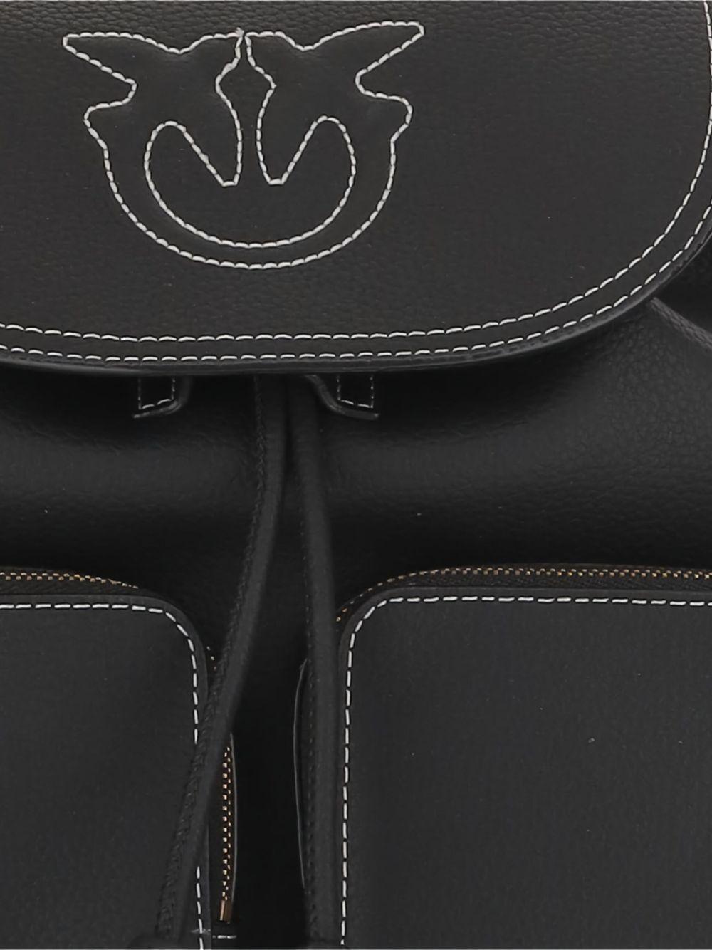 Zaino multitasche in pelle bottalata nero