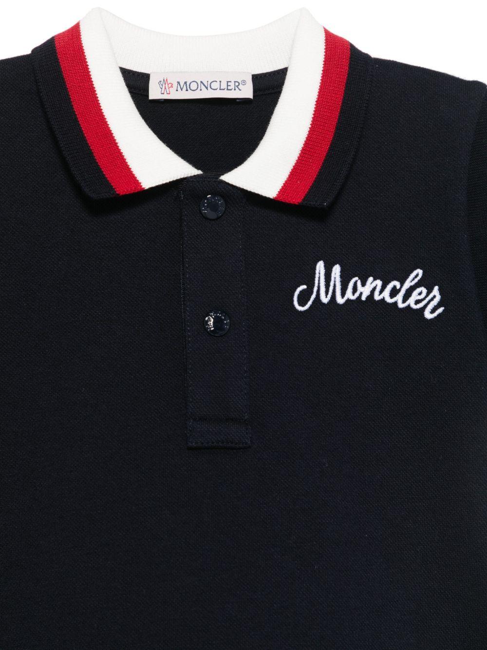 Polo blu neonato logo ricamo 9518A0000189AL2 778 MONCLER KIDS