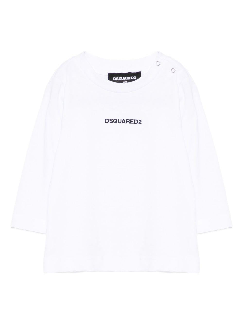 T-shirt a Maniche Lunghe con Logo DQ3108D004G DQ100 DSQUARED KIDS