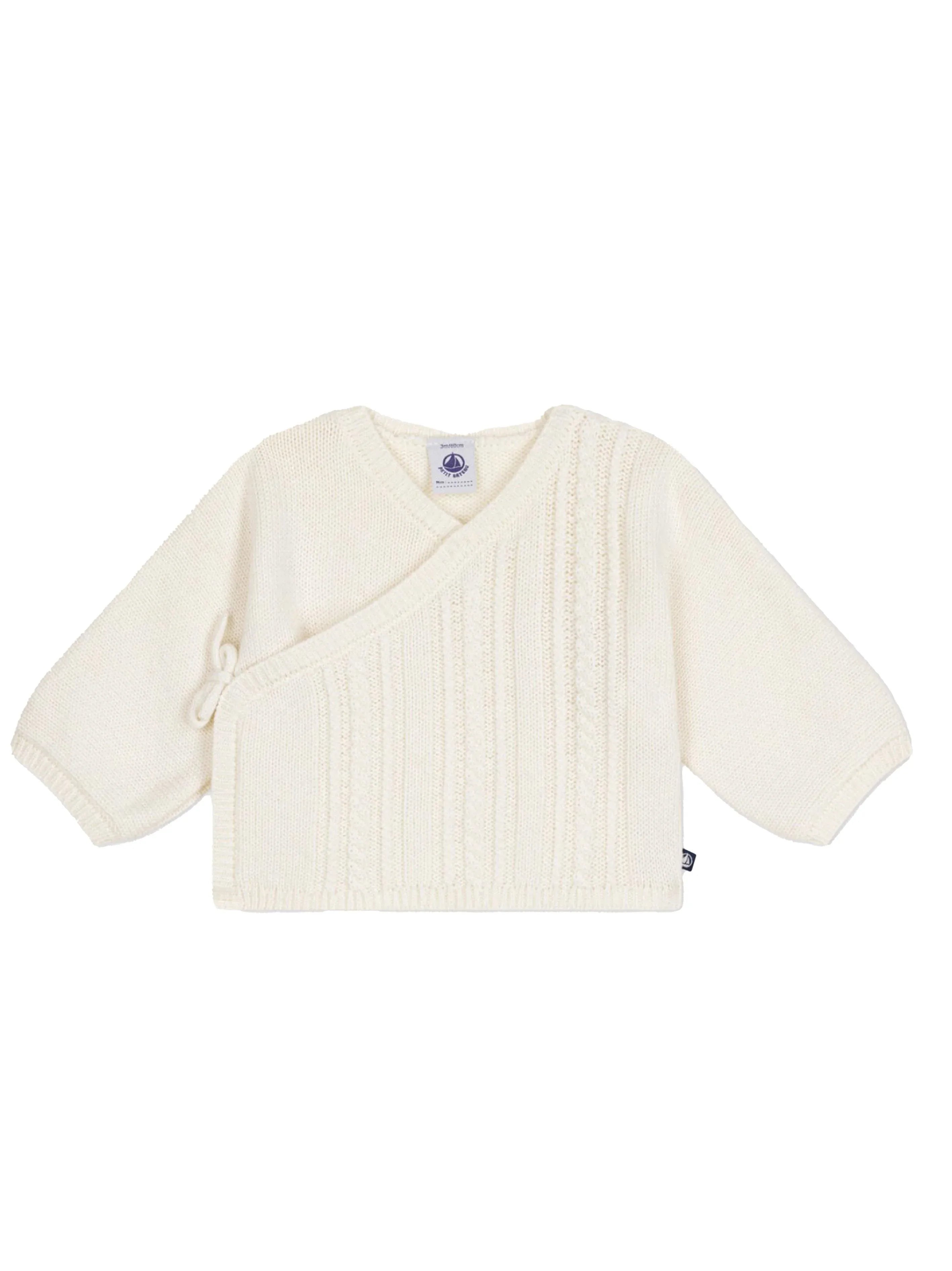 Cardigan panna in maglia e intreccio neonato - Preludio Moda