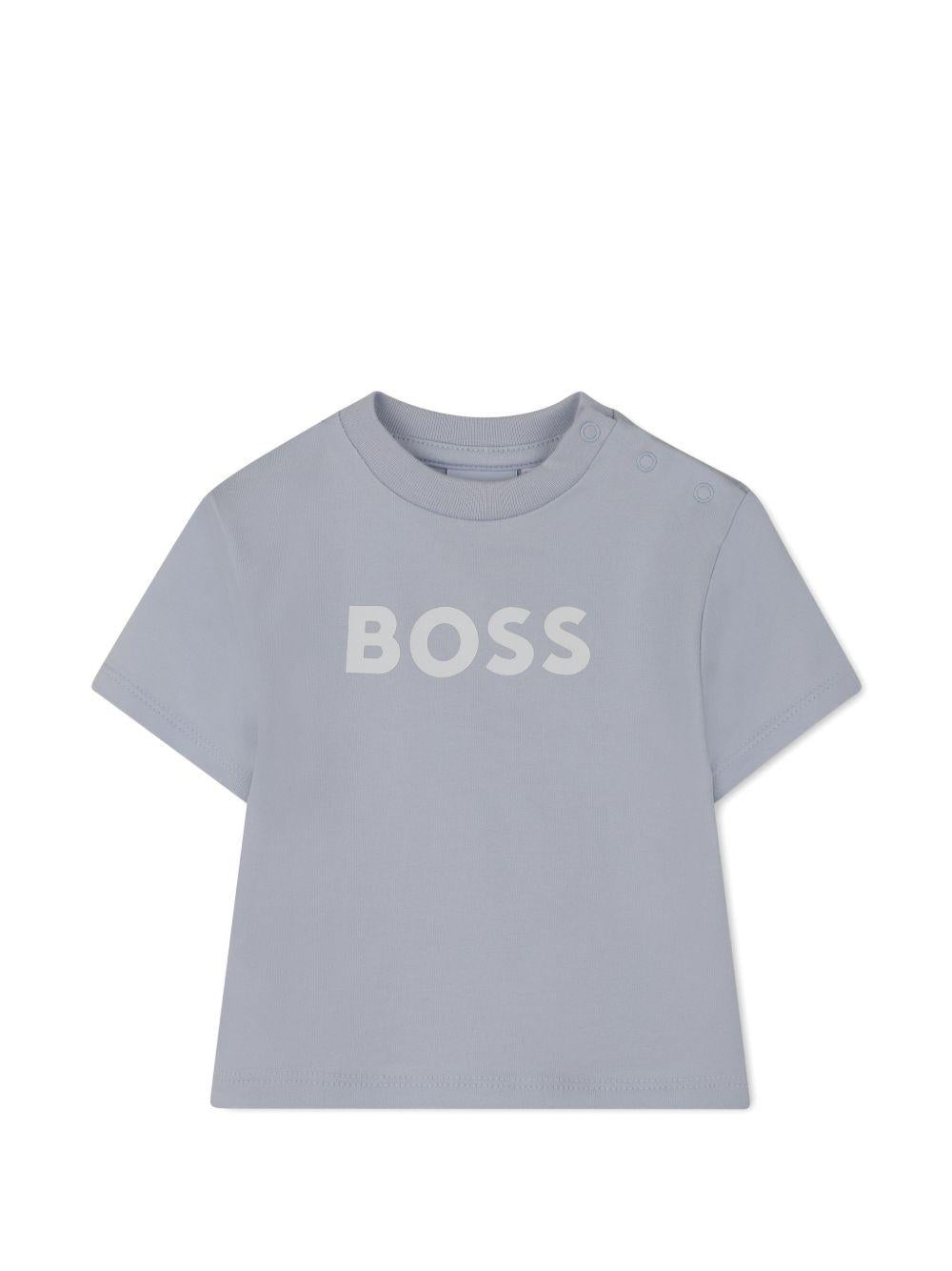 Completo t-shirt e shorts a righe J53048 771 BOSS KIDSWEAR