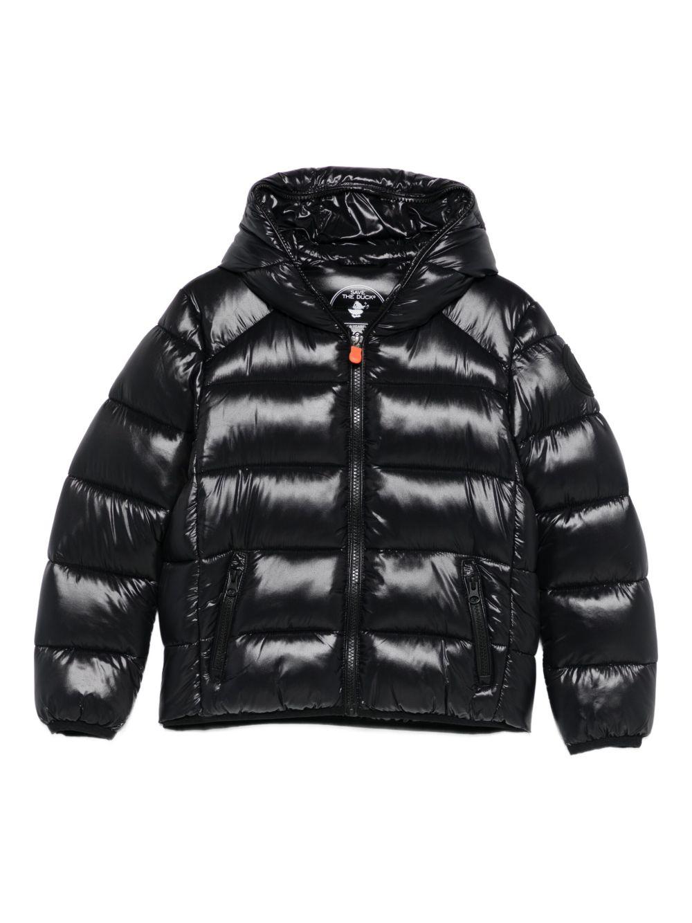 Piumino nero lucido con cappuccio J31280BLOVE21 10000 SAVE THE DUCK KIDS
