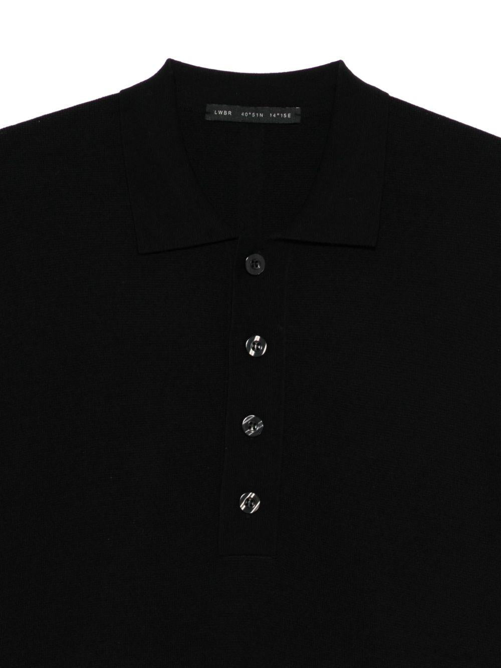 Polo nera a maniche lunghe con colletto e abbottonatura L1MFW25266736 D001 LOW BRAND