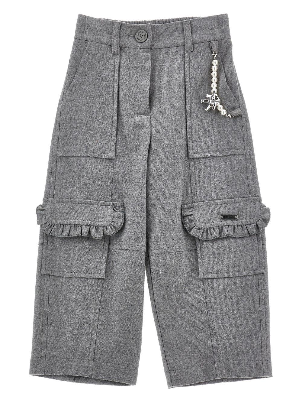 Pantaloni Cargo Grigi in Cotone 11F4146159 0032 MONNALISA KIDS