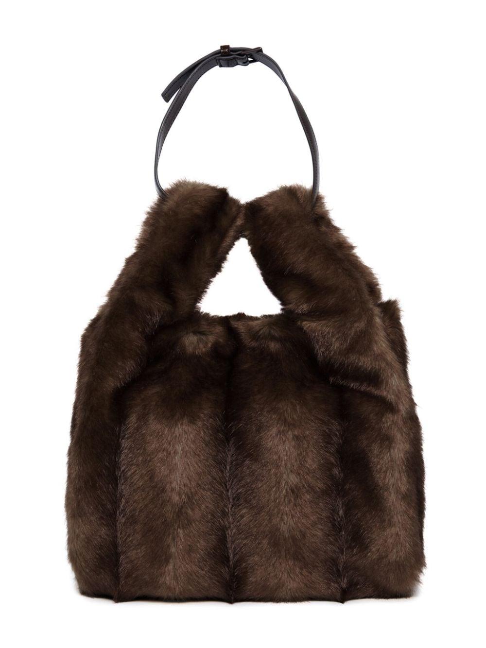 Borsa marrone in pelliccia