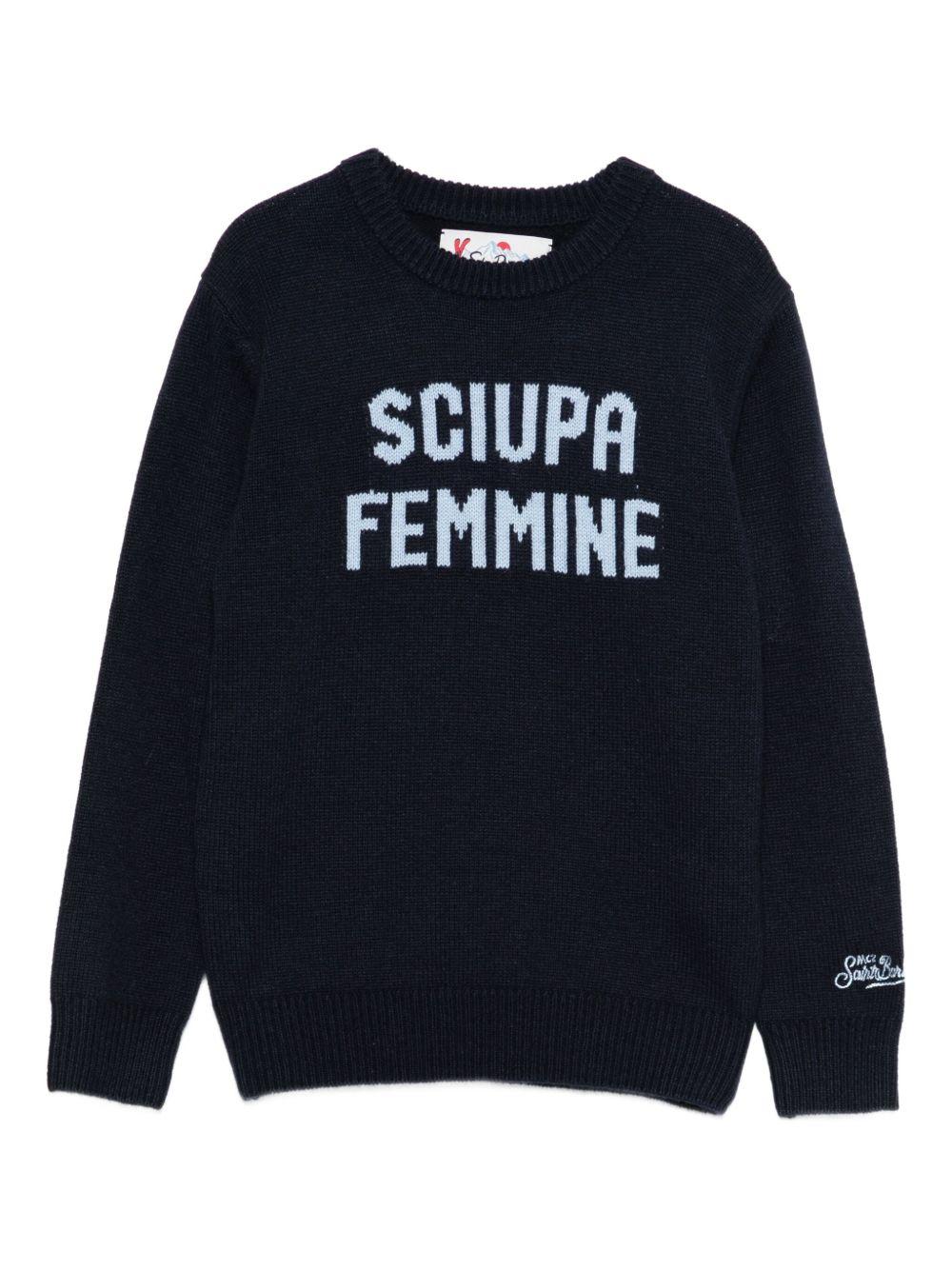 Maglione blu con motivo intarsiato - Preludio Moda