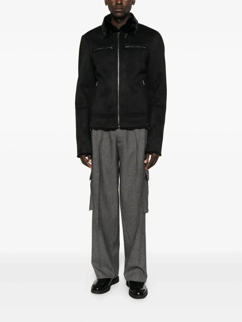 Giacca biker nera con chiusura frontale con zip - Preludio Moda