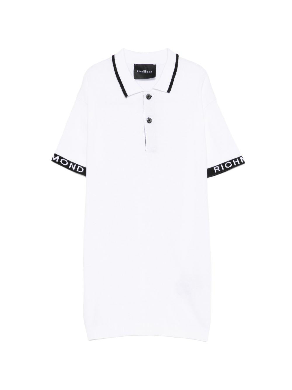 Polo in cotone con polsini logo RBP26147PO WHITE JOHN RICHMOND KIDS