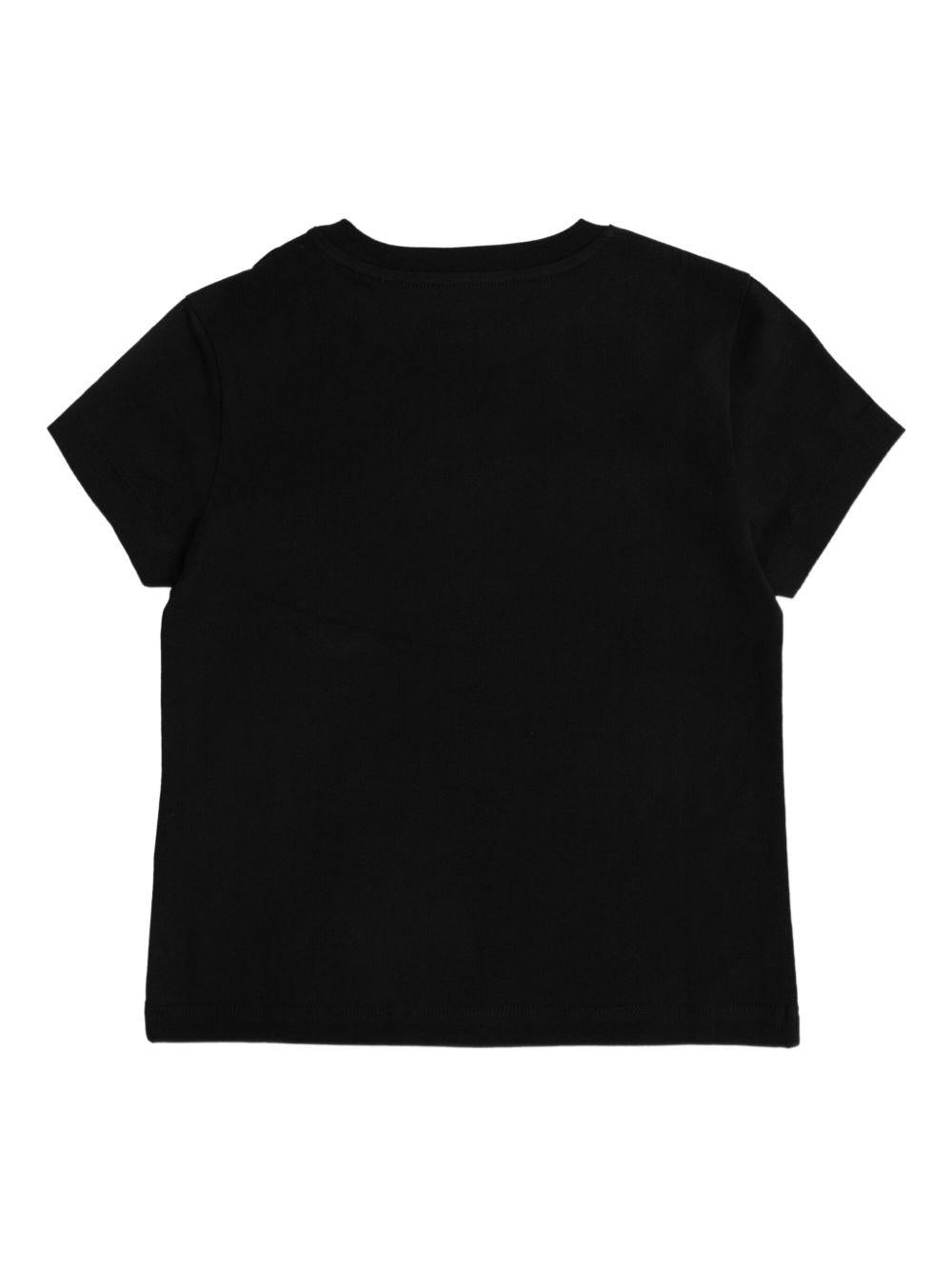 T-shirt nera logo lettering frontale 9548C0001389AT9 F99 MONCLER KIDS