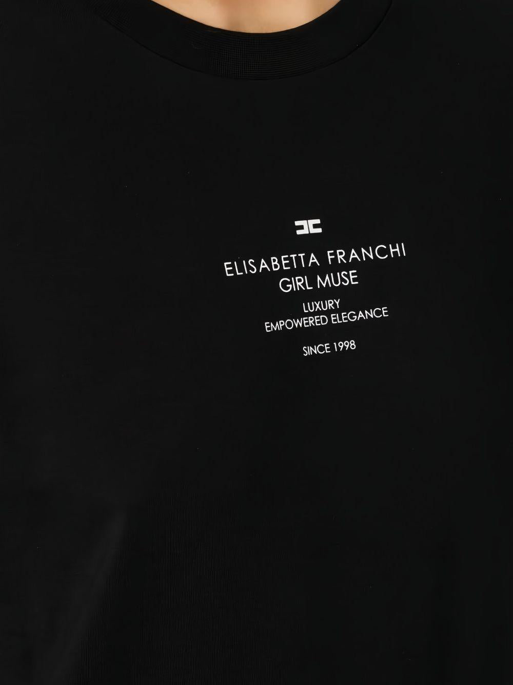 T-shirt in Cotone con Stampa e Maniche Corte MA63D56E2 110 ELISABETTA FRANCHI