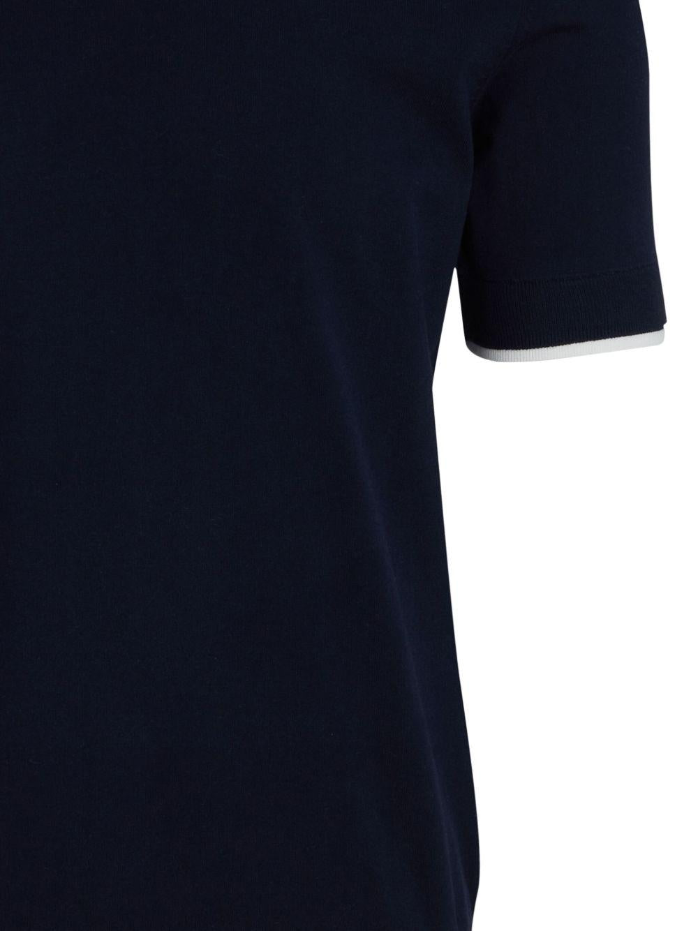 maglia girocollo blu orli a contrasto