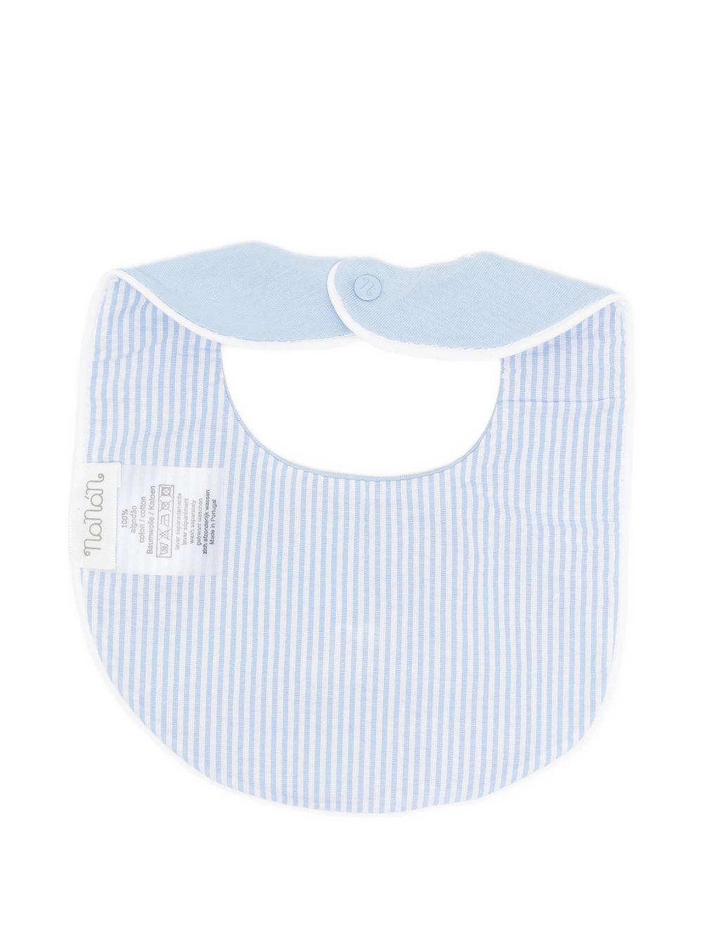 Bavaglino in cotone con fodera rigata E26130 AZZURRO NANAN KIDS