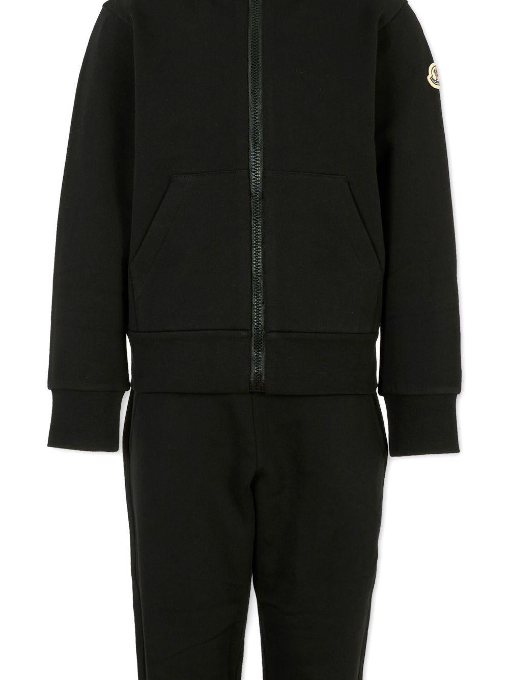 Tuta in Cotone Nero con Zip e Cappuccio K29548M00008899PS 999 MONCLER KIDS