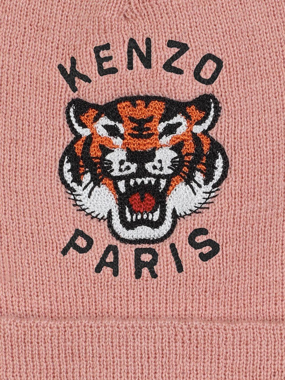 Berretto rosa con ricamo Tiger Head K61216 47H KENZO KIDS