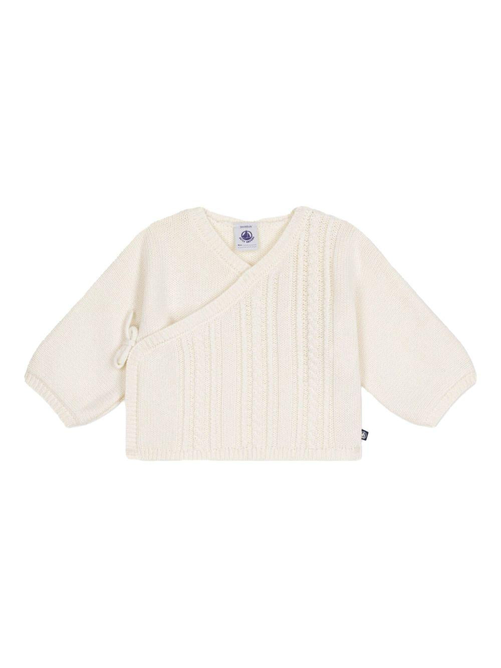 Cardigan panna in maglia e intreccio neonato A0AXY 01 PETIT BATEAU KIDS