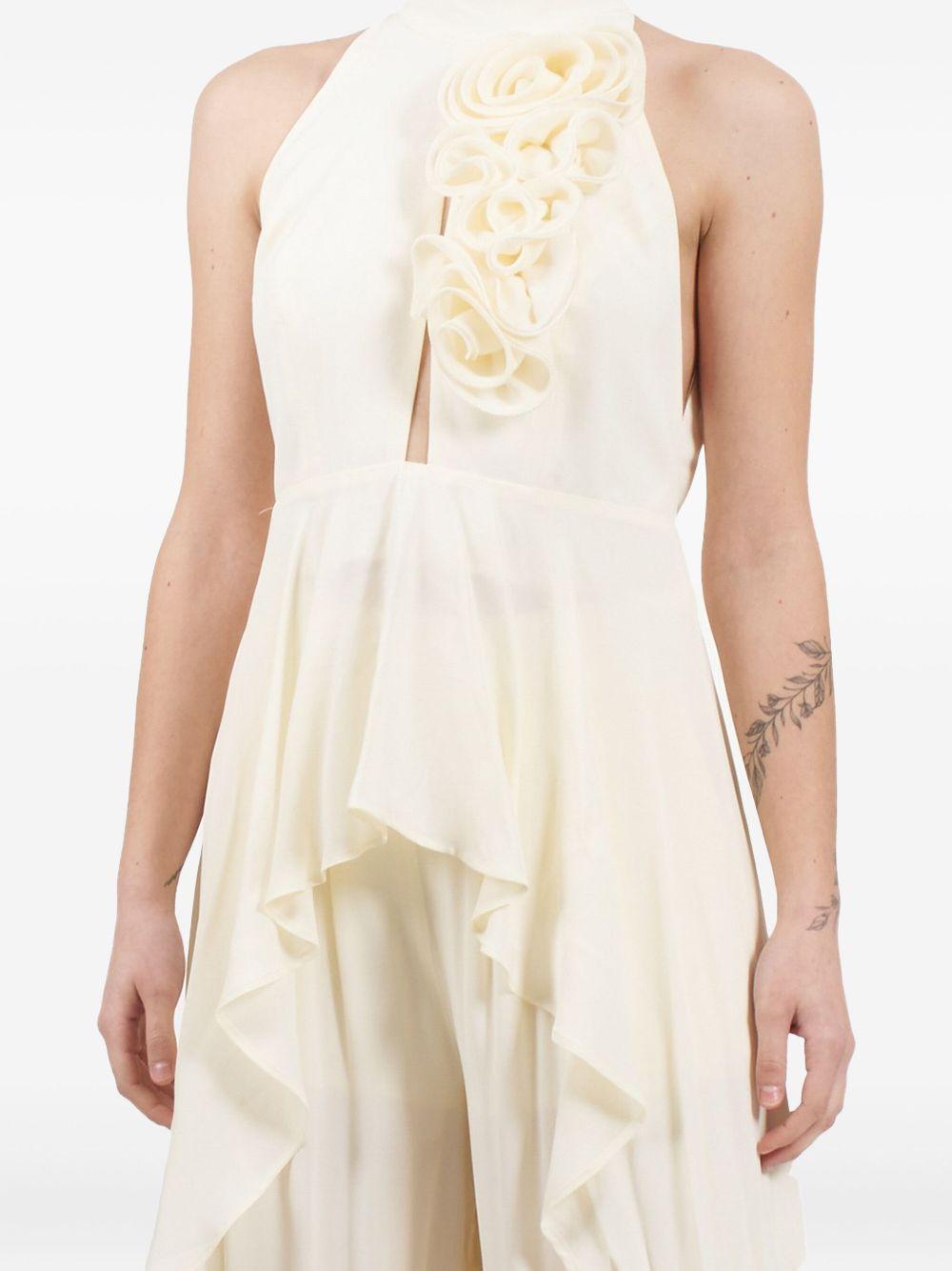 Top panna con applicazioni fiori S00365 PANNA BABYLON COLLECTION