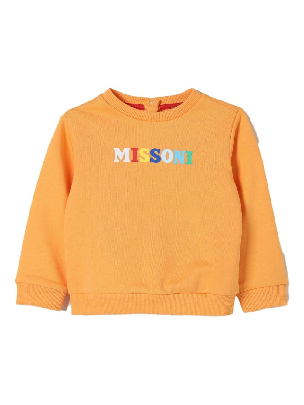 Felpa arancione neonato logo multicolor