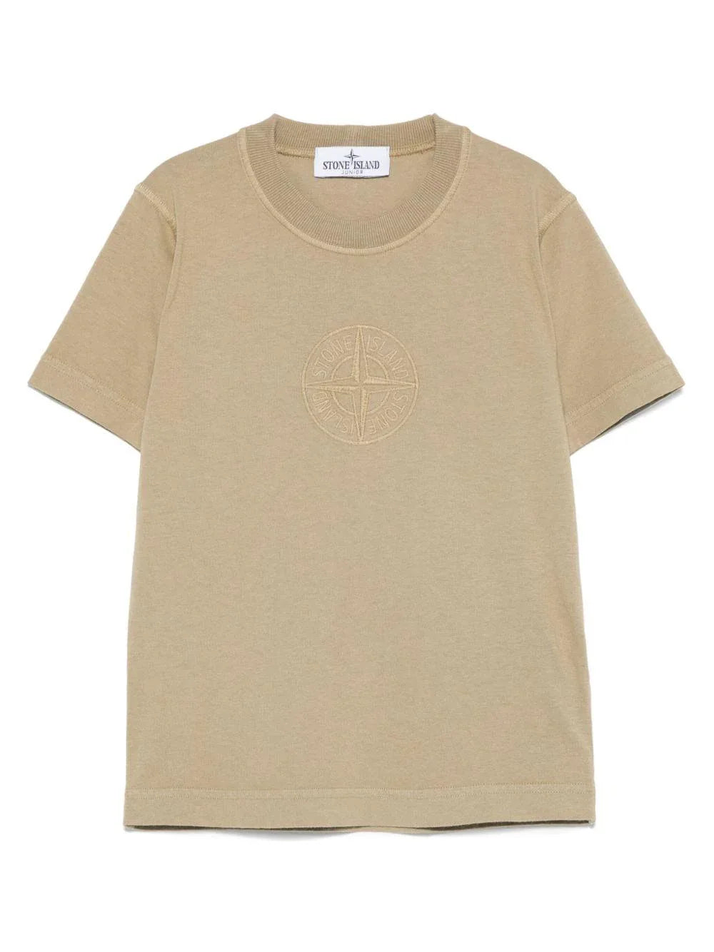 T-shirt beige logo compass ricamato - Preludio Moda