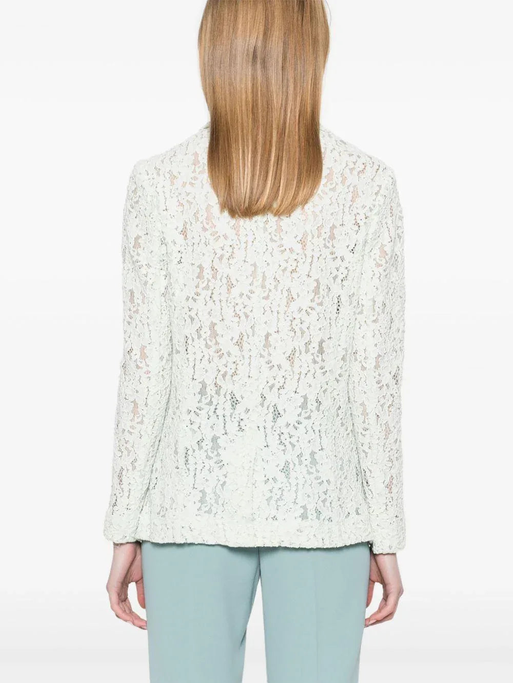 Giacca blazer in pizzo floreale verde acqua - Preludio Moda