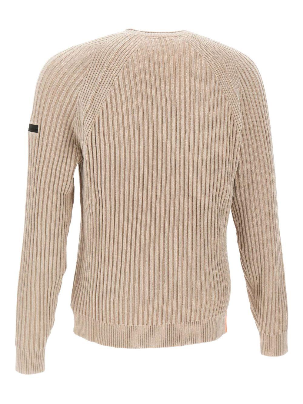 Maglione crema a coste con maniche raglan W25137 32 RRD