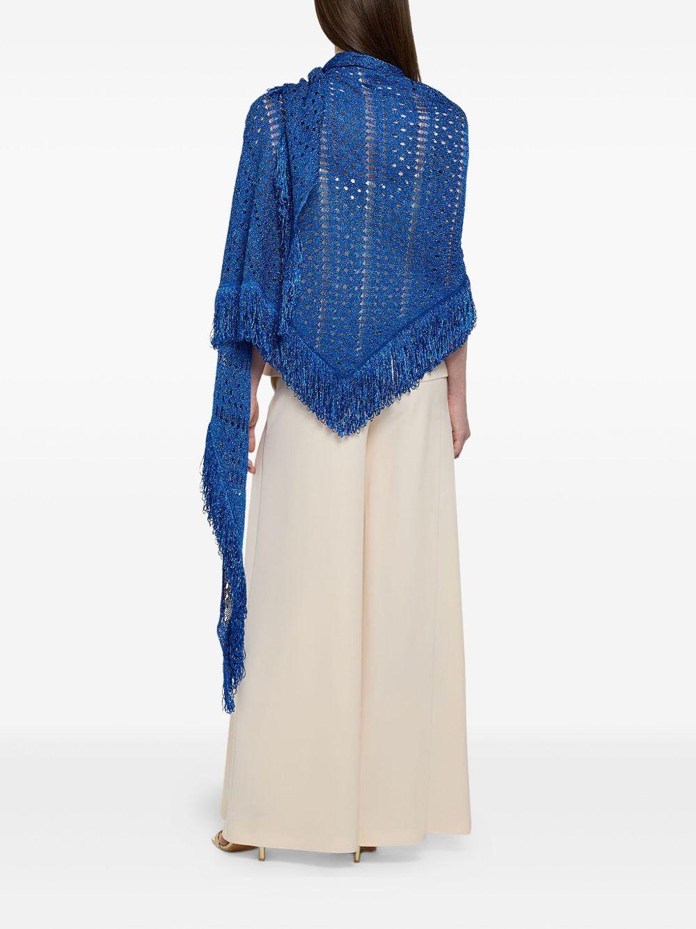 Scialle blu in lurex maxi frange P25CPSLO0401 V0721 SIMONA CORSELLINI