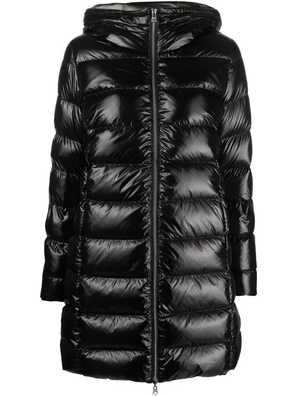 Piumino lungo trapuntato reversibile nero - Preludio Moda