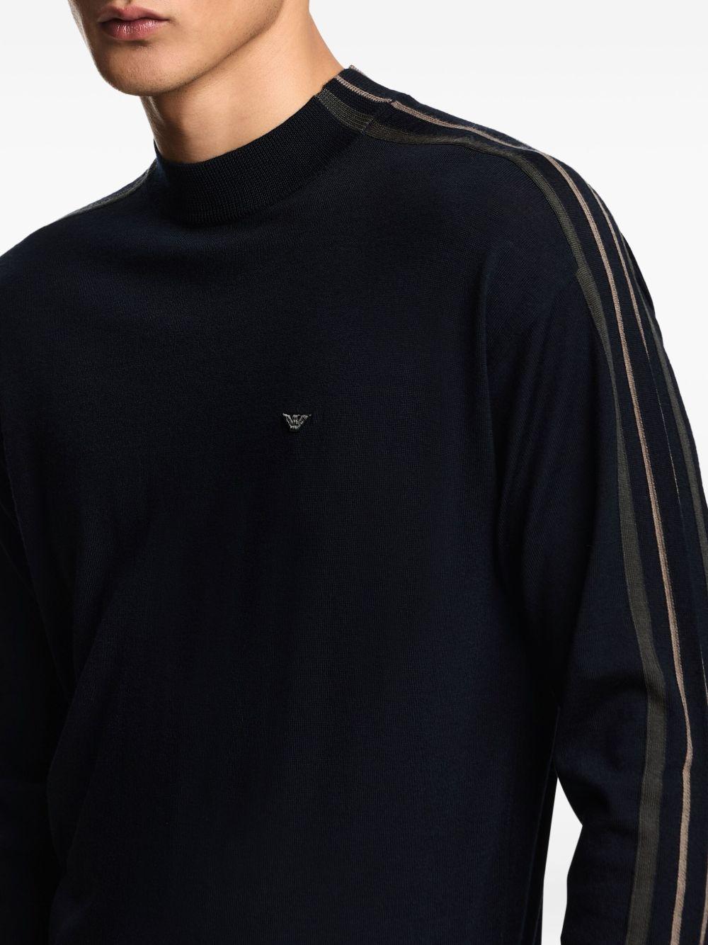 Maglione blu navy con dettagli a righe EM002423AF14199 FB070 EMPORIO ARMANI