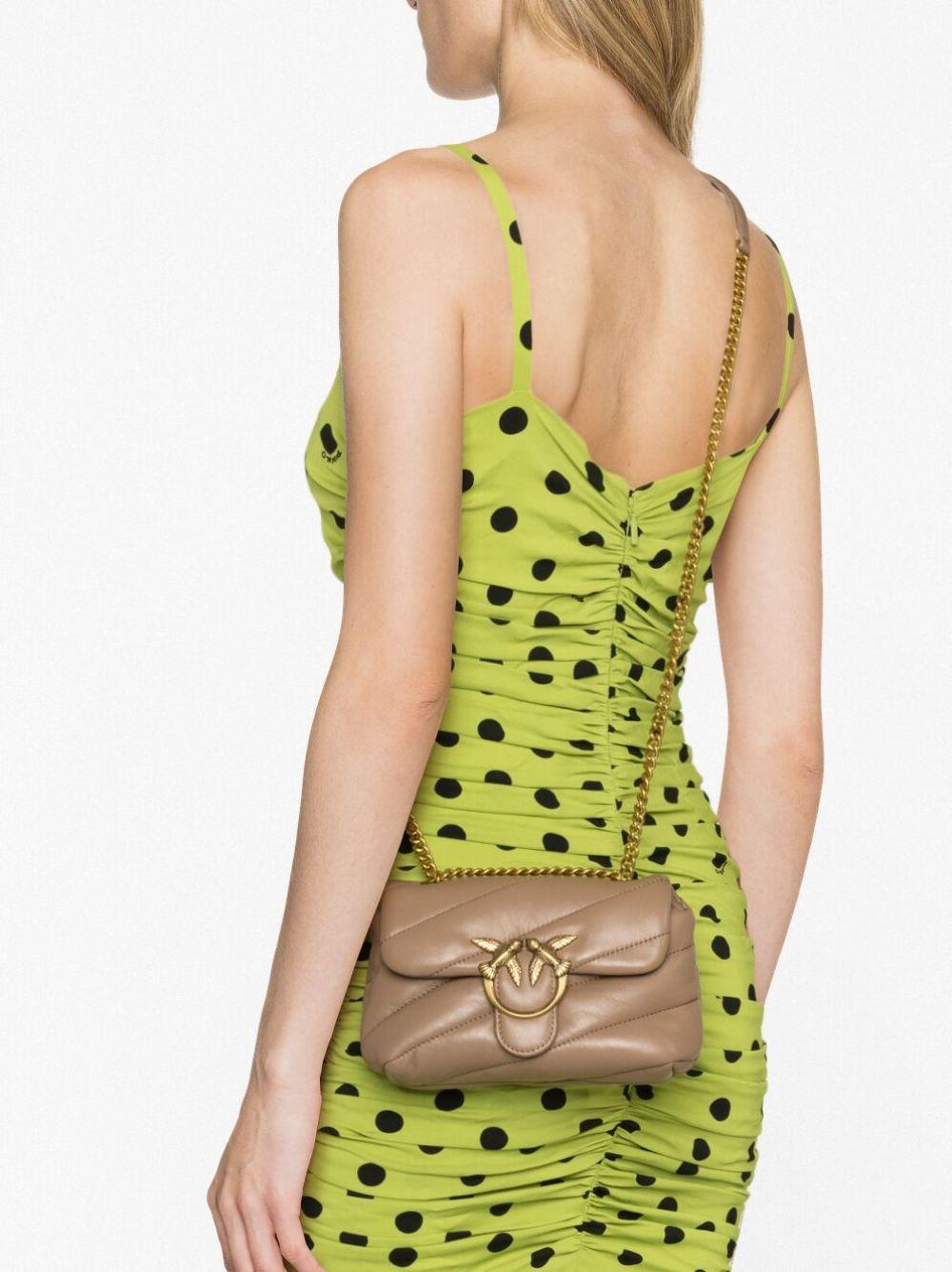 Borsa a Spalla Imbottita in Pelle Marrone 100040A0F2 D01Q PINKO
