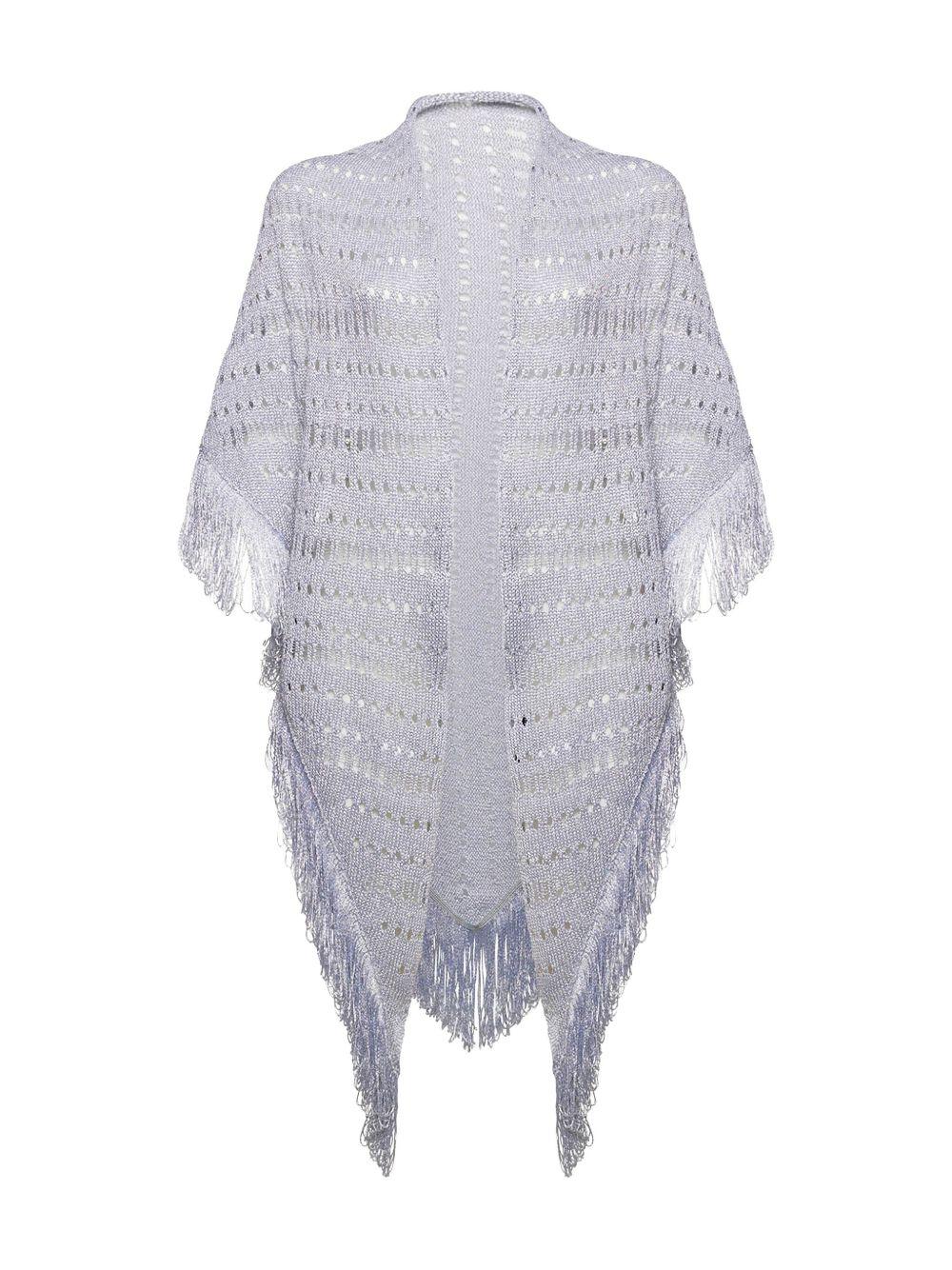 Scialle argento in lurex maxi frange P25CPSLO0401 V0036 SIMONA CORSELLINI